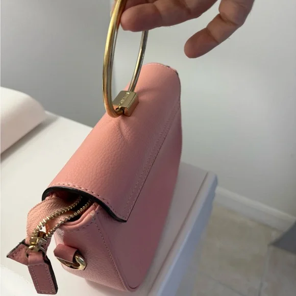 Valentino by Mario Valentino Blush Leather Wristlet with Gold Ring - Picture 2 of 4